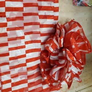 2 pc gorgeous hair clip and scarf ....red_ white